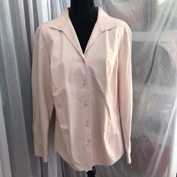 Lafayette 148 New York Tops - Pale Pink Butter Soft Leather Blouse